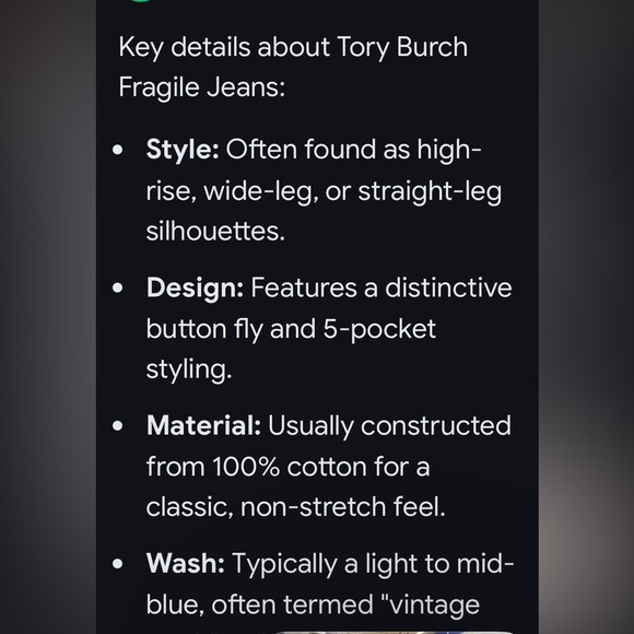 Tory Burch High Rise Cropped Vintage Wash Fragile Premium Selvedge Jeans 27 - Picture 14 of 14